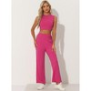 Allegra K Women's Sleeveless Crop Tank Top and Wide Leg Pants Casual 2 Pieces Tracksuit Set - 4 of 4