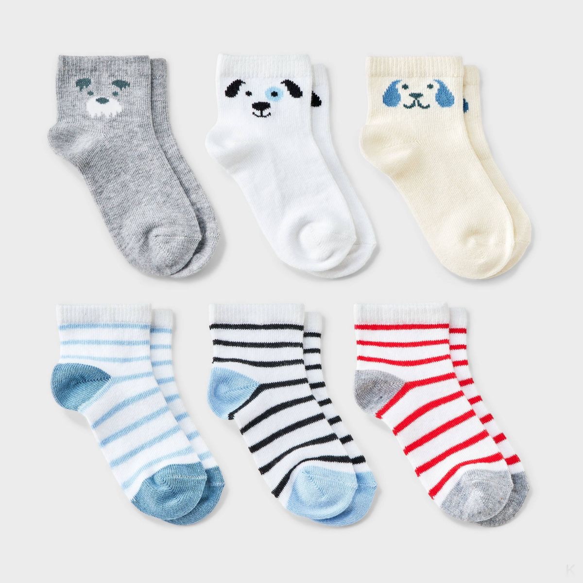 Toddler 6pk Puppy Striped Socks - Cat & Jack™