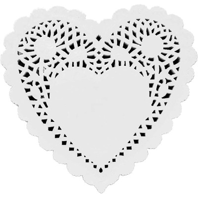 Juvale 300 Pack Heart Shaped Paper Lace Doilies for Valentine's Day and DIY Arts and Crafts, White, 8 x 8 in