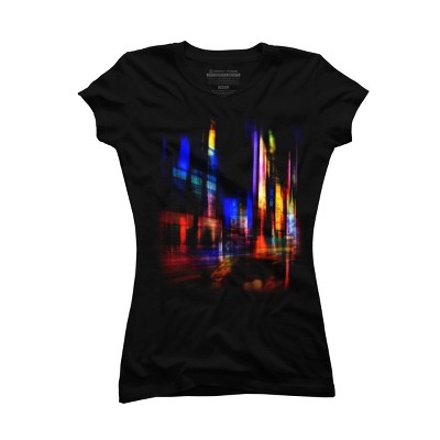 Junior's Design By Humans city at night By hkartist T-Shirt
