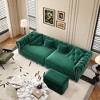 89'' Velvet 3-in-1 Pull-Out L-Shaped Sectional Sofa Bed with Tufted Design and Movable Ottoman, Convertible King Size Sleeper with 4 Pillows - 3 of 4