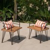 Lyngins Rustic Industrial Outdoor Chair Set, Acacia Wood Garden Bench (Teak Finish), Iron Frame (Rustic Metal), Patio Bench for Backyard/Garden - 2 of 4
