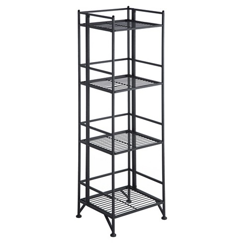 44.75 Xtra Storage 4 Tier Folding Metal Shelf Black - Breighton Home :  Target