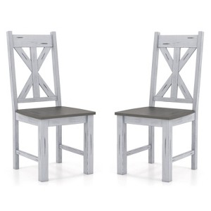 ADILE Retro Wooden Dining Chairs Set of 2, Grey - 1 of 3