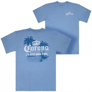 Mens Corona Extra La Vida Mas Fina Palm Trees Front and Back Print T-Shirt - 1 of 4