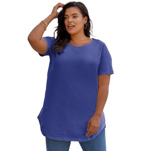 Roaman's Women's Plus Size Crisscross Back Ultimate Tunic - 1 of 4