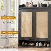 DobleePy 31.5" Natural Rattan Shoe Cabinet with 2 Doors, 5-Tier Wooden Organizer with Adjustable Shelves for Entryway & Living Room - 4 of 4