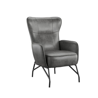 NicBex Leather Accent Chair,Upholstered Living Room Chairs with High Backrest and Metal Legs,Modern Armchair,Accent Chairs for Living Room
