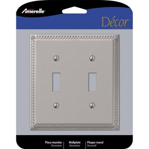 Amerelle Georgian Satin Nickel 2 gang Die-Cast Metal Toggle Wall Plate 1 pk - 1 of 1