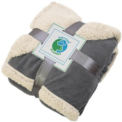 Large Gray Waterproof Reversible Pet Blanket with Sherpa