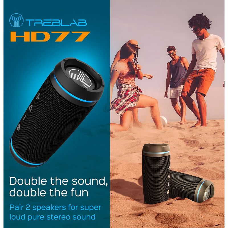 Treblab HD77 Ultra Premium Outdoor Rugged IPX6 Water Resistant Wireless Speaker - Black (HD77-B), 3 of 5