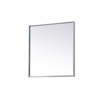 Modern Silver Metal Frame Square Bathroom Mirror 24 inch