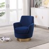 Teddy Swivel Barrel Chair, Swivel Accent Chairs Armchair for Living Room, Round Barrel Chairs with Gold Stainless Steel Base - 4 of 4