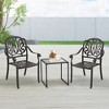 Tangkula 4 Pieces Cast Aluminum Chairs Set of 2 Stackable Patio Dining Chairs w/ Armrests - 2 of 4