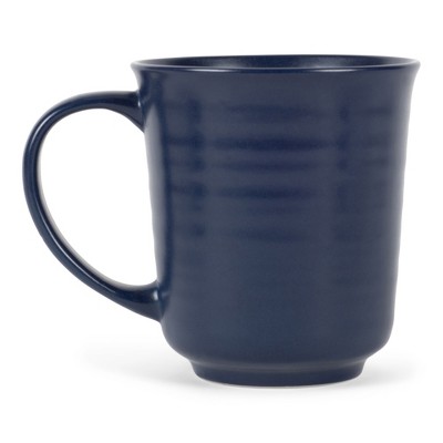Navy Blue Matte Ceramic Round Coffee Mugs Set of 4