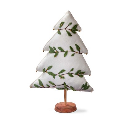 tag 19-inch Large White Felt Christmas Winter Tree Balsam Leaf Gold Berry Garland Tabletop Mantel Shelf Decorations