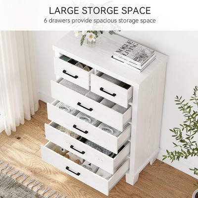Modern 6-Drawer Dresser,45" Tall Grey Wooden Chest with Large Storage Drawers for Bedroom, Closet & Entryway