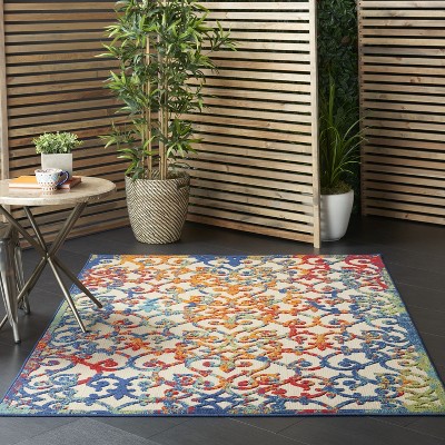 Multicolor Round Synthetic Flat Woven Handmade Rug