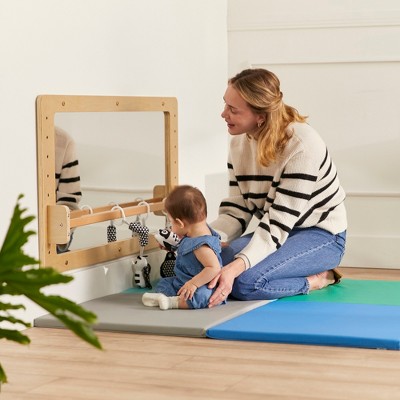 Natural Birch Wall-Mounted Kids Coordination Mirror with Adjustable Bar
