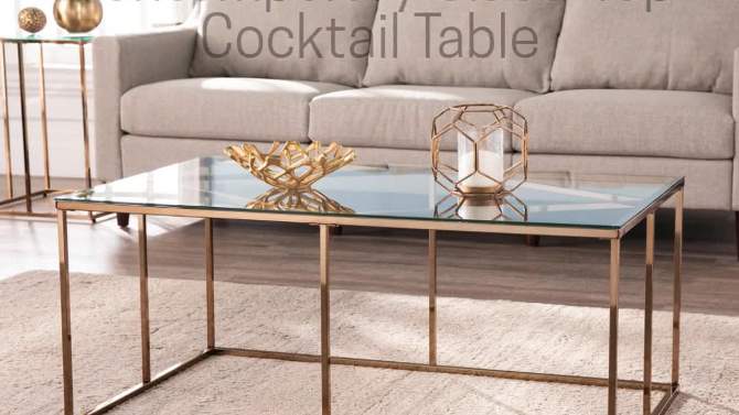 Nicholas Contemporary Glass Top Cocktail Table Champagne - Aiden Lane, 2 of 7, play video