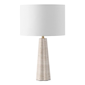 Naveen Travertine Table Lamp - CTL1082 - Travertine/White - Safavieh Couture - 1 of 4