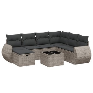 vidaXL Garden Sofa Set Grey Poly Rattan Large Modular Garden Sofa Set - 1 of 4