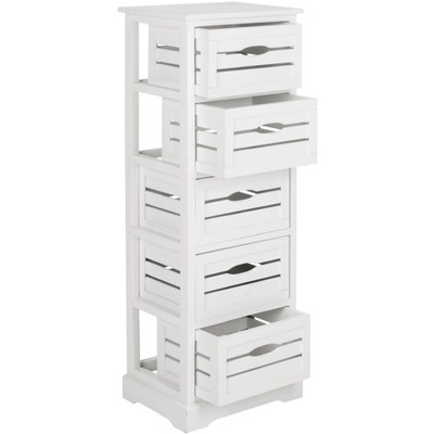 Coastal White Pine 5-Drawer Lingerie Chest with Slatted Crates