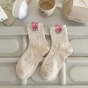 Anna-Kaci Women's 6pk Speckled Socks with Bunny Embroidery - Cute & Comfortable Mid-Calf Socks for Casual Wear - 3 of 3
