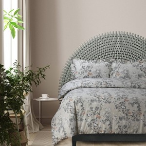 Katy Floral Printed Flannel Oversized Duvet Cover Set - Tribeca Living - 1 of 3