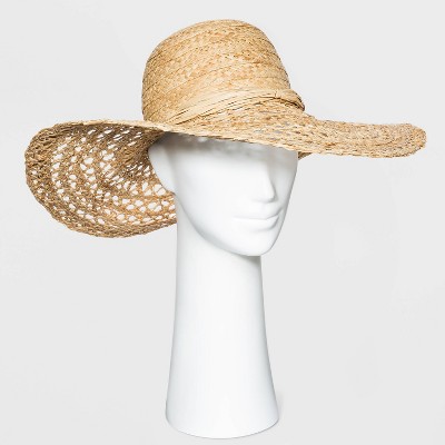 Women's Open Weave Raffia Straw Paper Hat - A New Day™ Natural