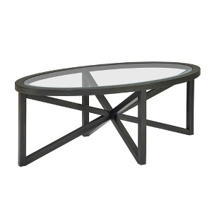 NicBex Modern Oval Wooden Coffee Table with Glass Top for Living Room and Office - 1 of 4
