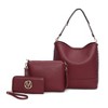 MKF Collection Wren Vegan Leather Women’s Hobo with Pouch and Wristlet Wallet by Mia K- 3 pieces - Burgundy - 2 of 4