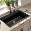 VEVOR 33 inch Kitchen Sink Workstation, Top Mount Granite Sinks, Drop-In Single Bowl Farmhouse Basin with Multiple Accessories, (Black) - 2 of 4