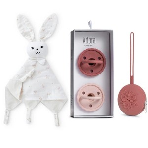 La’dore Bunny Snuggle Set With 2 Pacifiers, and a Silicone Pacifier Case BPA-Free– Soft Baby Essentials for Soothing and On-the-Go Comfort - 1 of 4