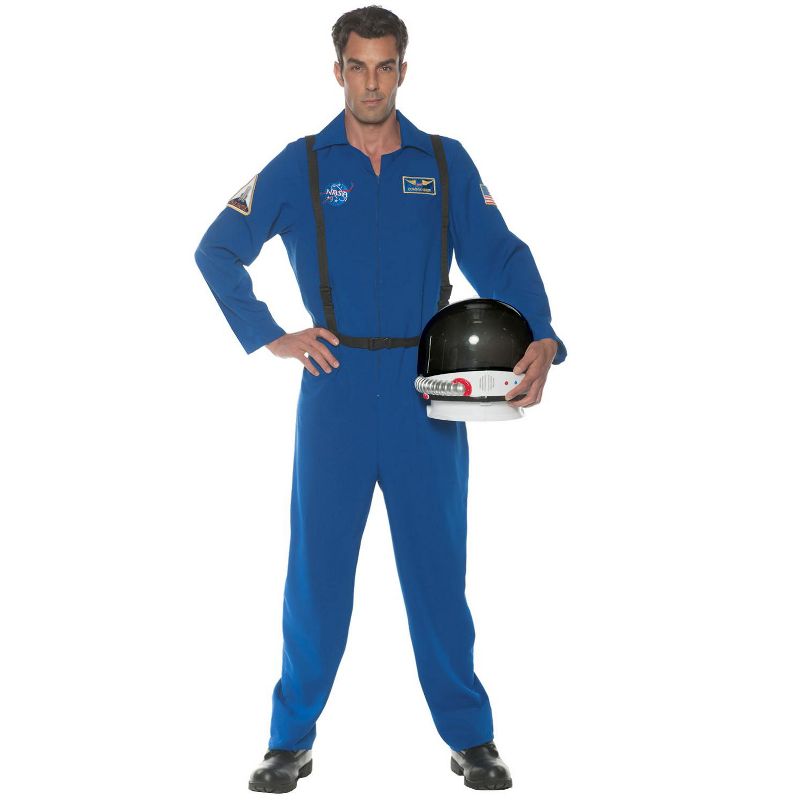 Underwraps Flight Suit Men's Costume (Blue), 1 of 2