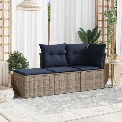 vidaXL Garden Sofa Set  PE Rattan Standard Adjustable Feet