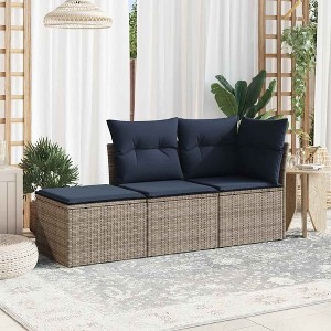 vidaXL Garden Sofa Set  PE Rattan Standard Adjustable Feet - 1 of 4