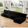 Upholstered Sectional Sofa, 4 Seater Armless Sectional Sofa with Reversible Ottoman, Sectional Sofas with Corduroy Fabric-Cuddlewood - 3 of 4