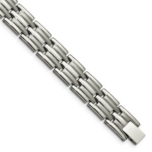 Black Bow Jewelry 12mm Multi-Finish Titanium Link Bracelet - 8.5 Inch - 1 of 4
