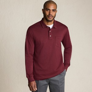 Lands' End Men's Long Sleeve Cotton Supima Polo Shirt with Pocket - 1 of 4