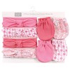 Hudson Baby Infant Girl Cotton Headband and Scratch Mitten Set, Flamingo, 0-6 Months - 2 of 4