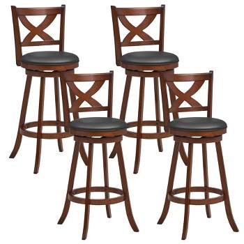 Tangkula Swivel Bar Stools Set of 4 30 Inch Bar Height Chairs w/ High Backrest Espresso