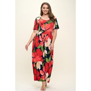 WEST K Women's Jana Plus Size Short Sleeve Knit Jumpsuit - 1 of 4