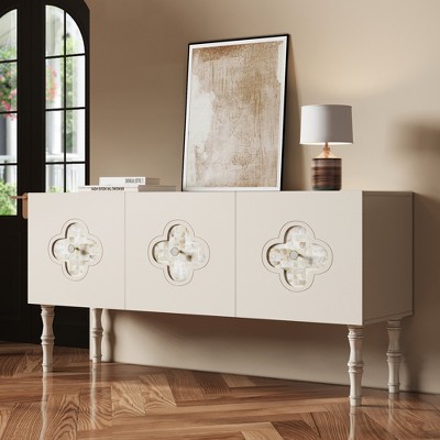 Luck Live 55.11 in storage cabinet modern cupboard with decorative patterned doors