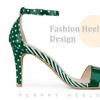 Perphy Women's Stripe Ankle Strap Polka Dots Stiletto Heels Sandals - 4 of 4