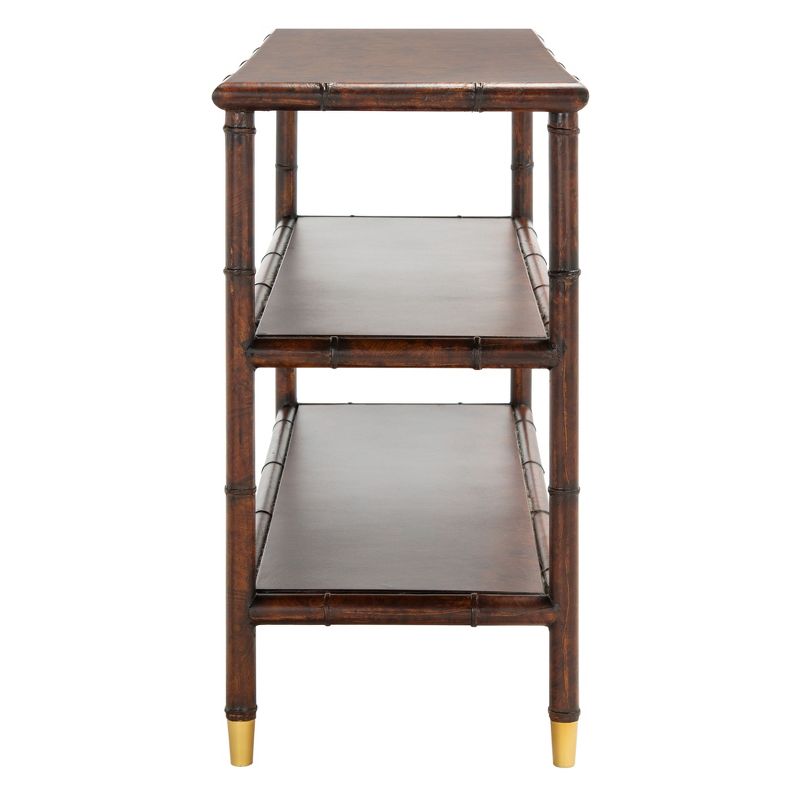 Tudor 2 Shelf Console Table - Dark Brown/Gold - Safavieh., 4 of 10