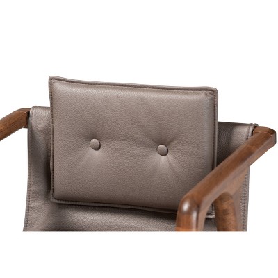 High Back Gray Wood and Cane Arm Chair