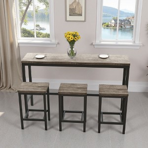 4-Piece Dining Set with a Long Dining Table and 3 Stools for Kitchen - 1 of 4