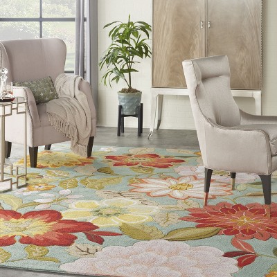 Aqua Bloom Extravaganza Round Tufted Synthetic Rug XXL
