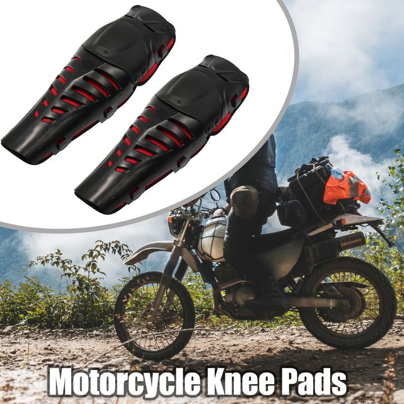 Unique Bargains Adults Motorcycle Knee Elbow Guards with Adjustable Strap Black Red 2 Pcs, 2 of 7